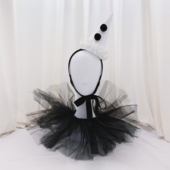 Handmade Pierrot Clown Costume - Clown Hat, Collar + Gloves