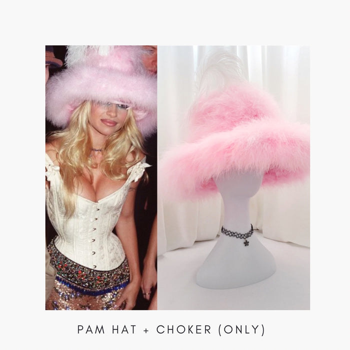 Large Pink Feather Hat - 90s Y2k - Pamela Anderson