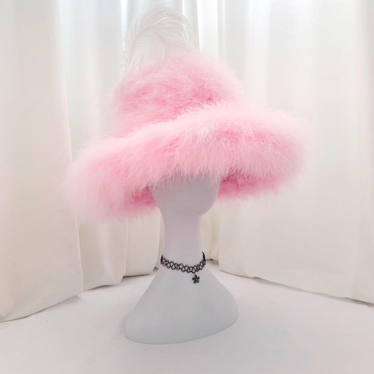Handmade Large Pink Feather Hat - 90s Costume - Pamela Anderson Costume