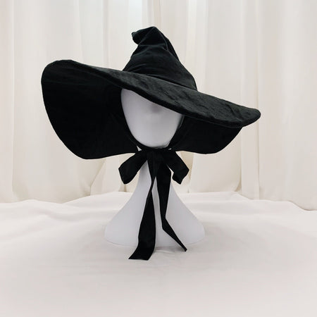 Classic black velvet witch hat.
